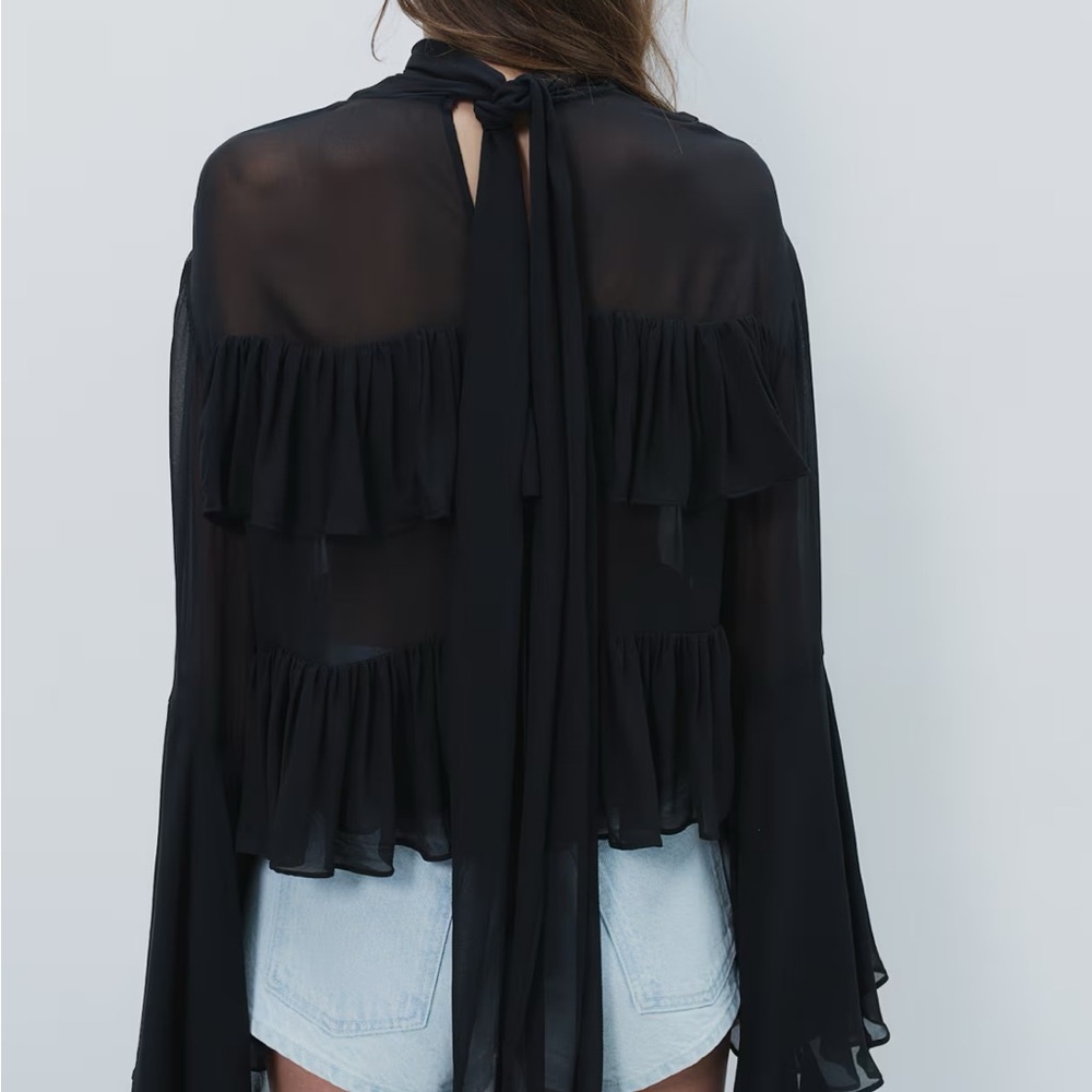 H&M Black Ruffled Blouse - Picture 2 of 3